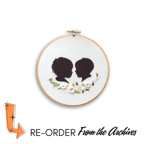 Silhouette Embroidered Hoop (with two portraits) From the Archives