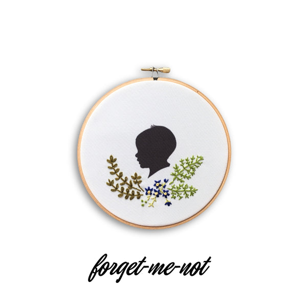 Silhouette Embroidered Hoop (with two portraits) From the Archives