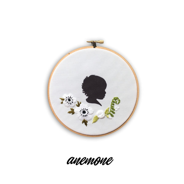 Silhouette Embroidered Hoop (with two portraits) From the Archives
