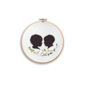 Silhouette Embroidered Hoop (with two portraits)
