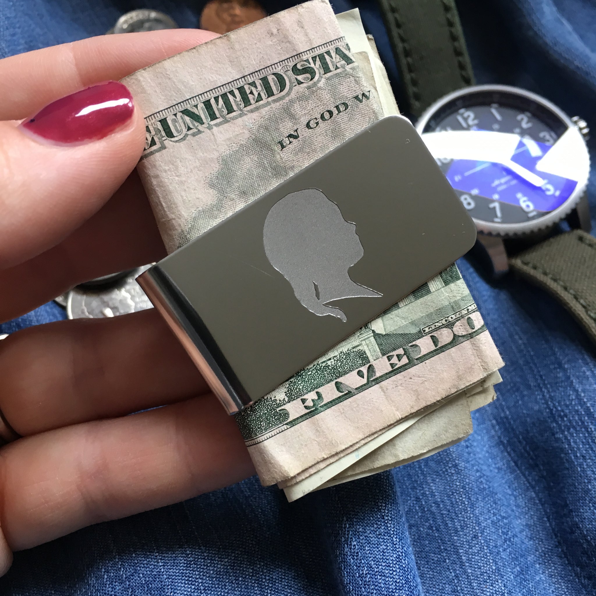 Silhouette Money Clip (one portrait)