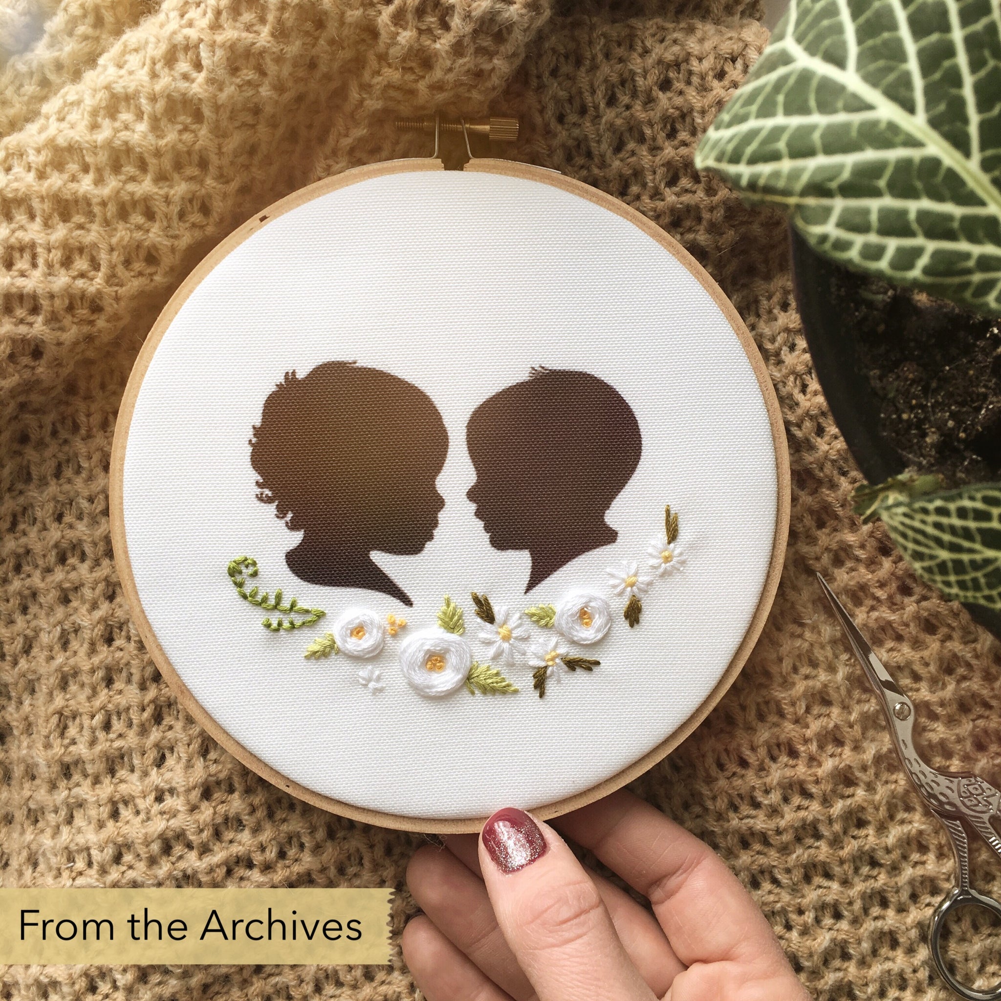 FROM THE ARCHIVES Silhouette Embroidered Hoop (with two portraits)
