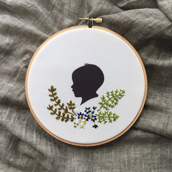 FROM THE ARCHIVES Silhouette Embroidered Hoop (with two portraits)