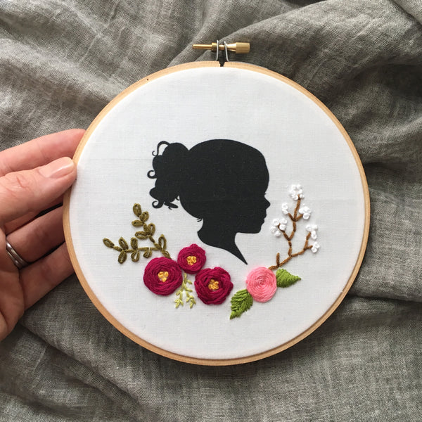 Silhouette Embroidered Hoop (with two portraits)