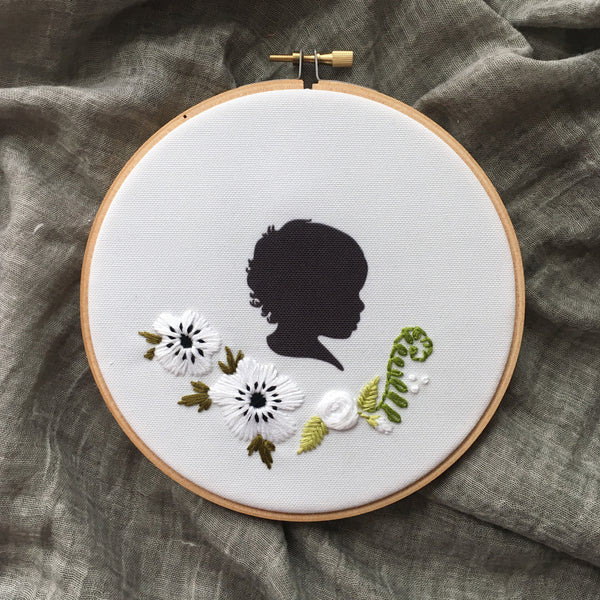 FROM THE ARCHIVES Silhouette Embroidered Hoop (with two portraits)